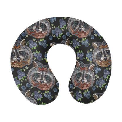 Raccoon Pattern Print Design A03 U-Shaped Travel Neck Pillow