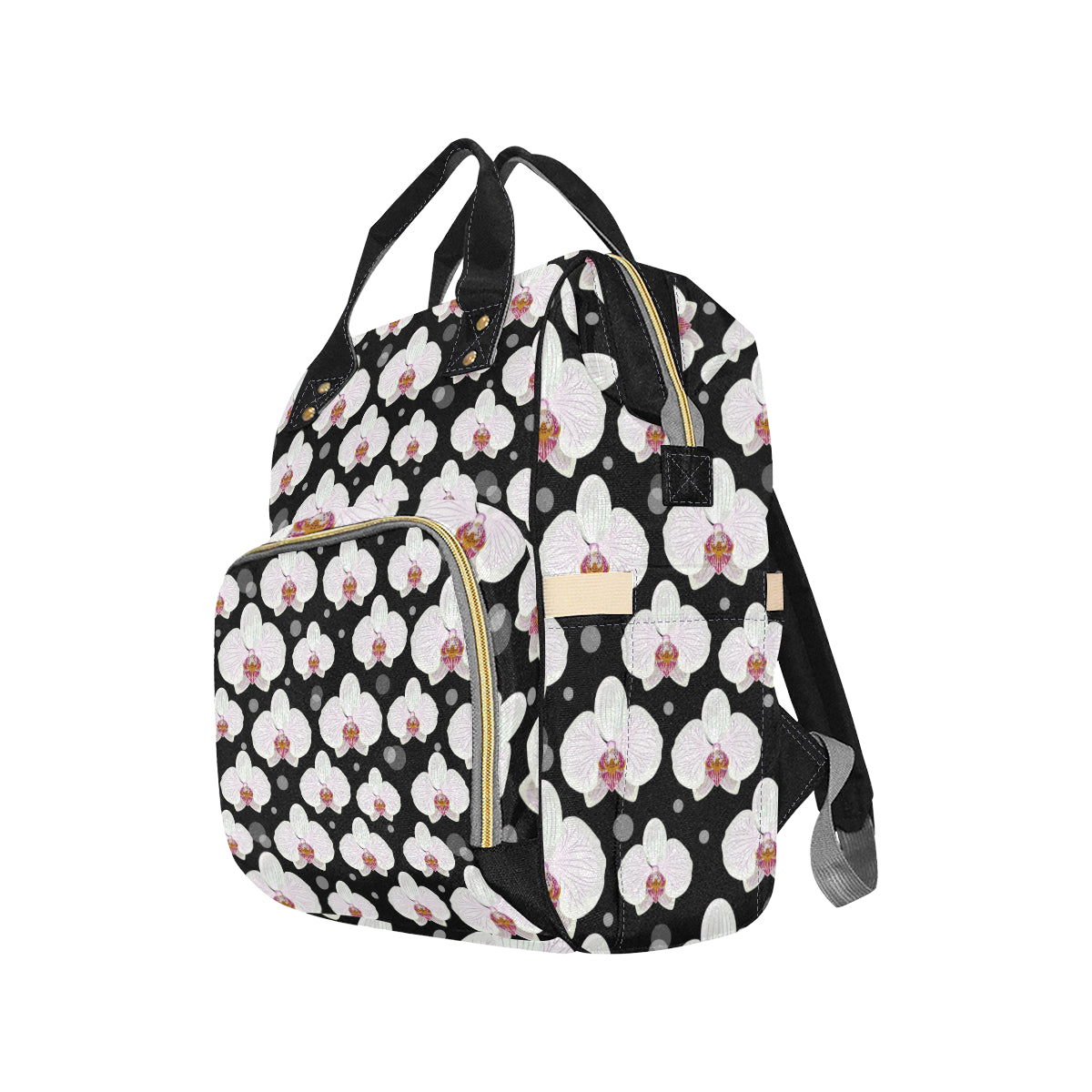 Orchid White Pattern Print Design OR09 Diaper Bag Backpack