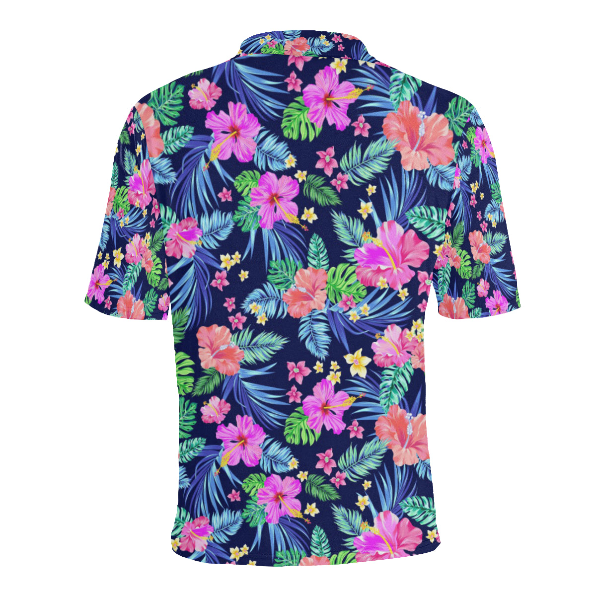 Neon Hibiscus Pattern Print Design HB016 Men Polo Shirt