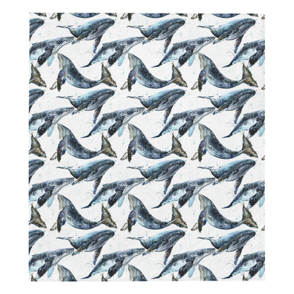 Blue Whale Pattern Print Design 03 Premium Quilt