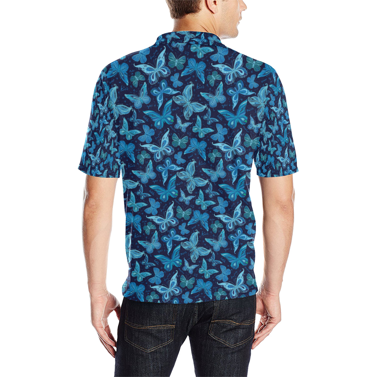Butterfly Pattern Print Design 03 Men Polo Shirt