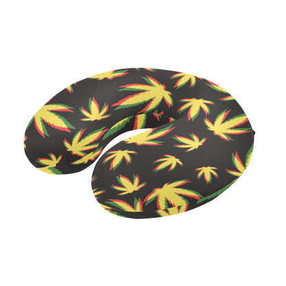 Pot Leaf Pattern Print Design A02 U-Shaped Travel Neck Pillow