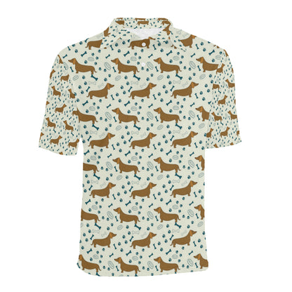 Dachshund Pattern Print Design 01 Men Polo Shirt