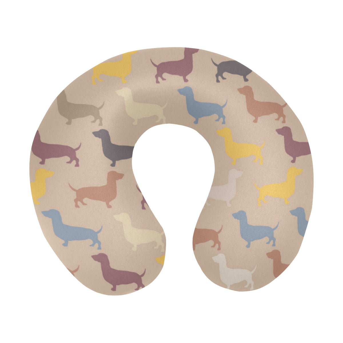 Dachshund Pattern Print Design 03 U-Shaped Travel Neck Pillow