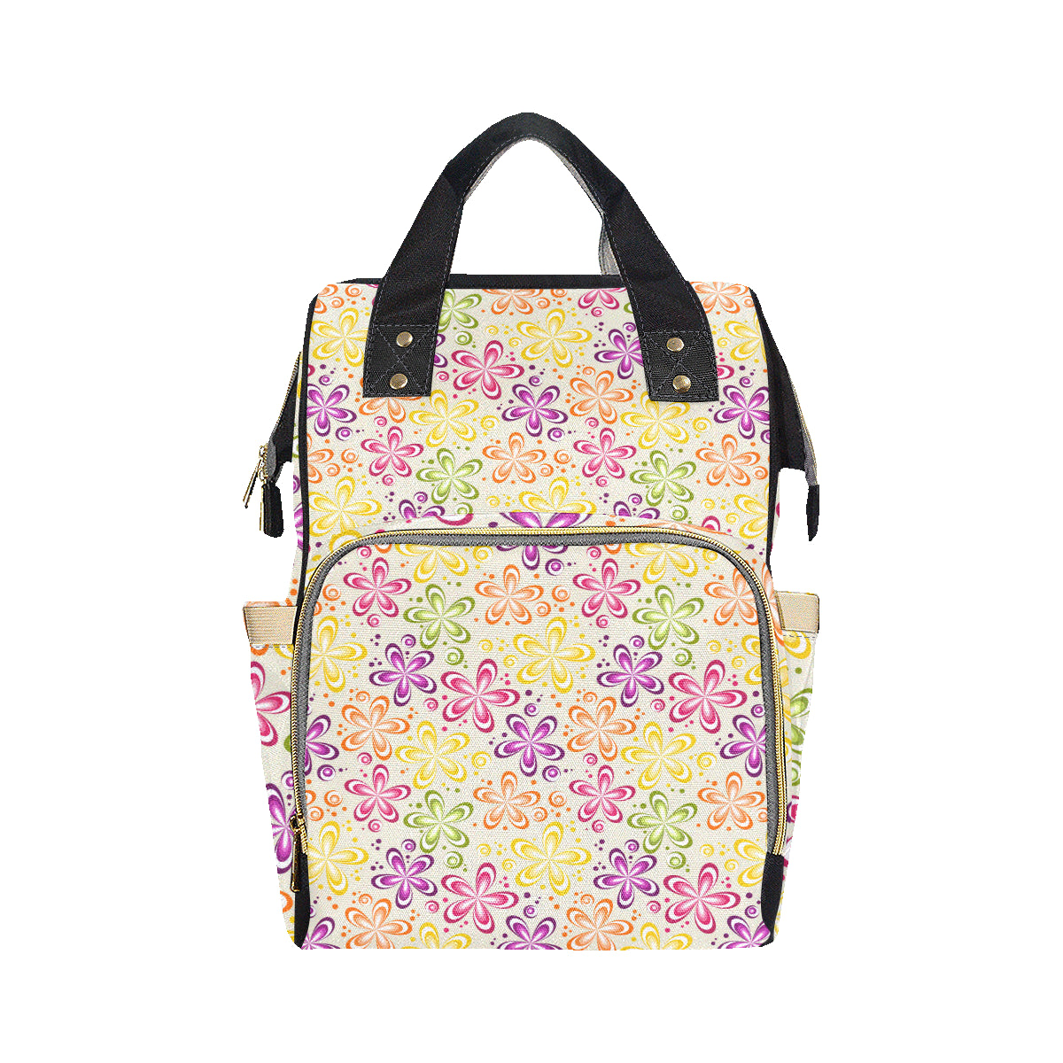 Flower Power Colorful Design Print Diaper Bag Backpack