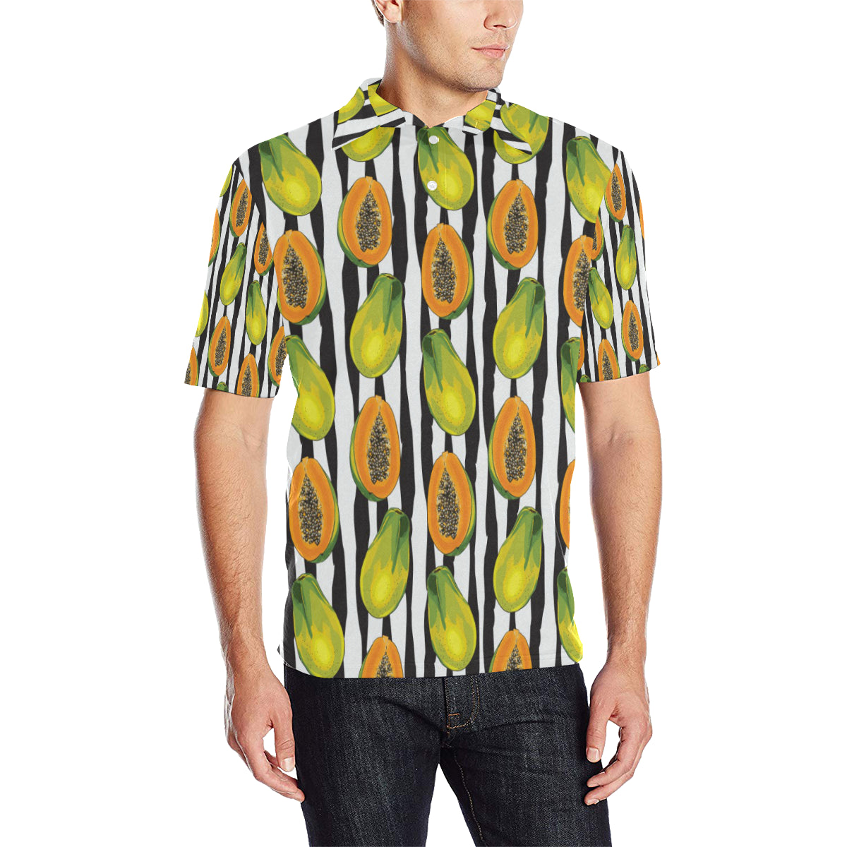Papaya Pattern Print Design PP01 Men Polo Shirt