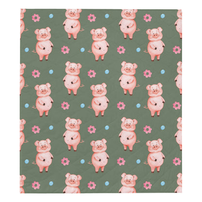 Pig Pattern Print Design 03 Premium Quilt