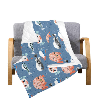 Fugu Pattern Print Design 02 Premium Quilt