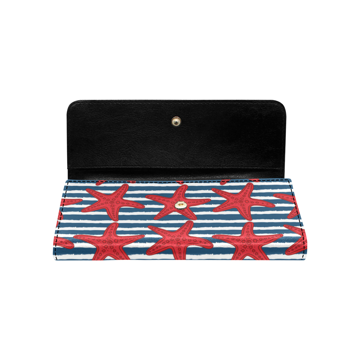 Starfish Red Pattern Print Design 02 Women's Trifold Wallet