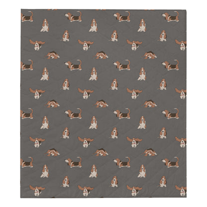 Basset Hound Pattern Print Design 03 Premium Quilt