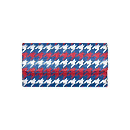 Patriotic Houndstooth Pattern Print Design A02 Women's Trifold Wallet