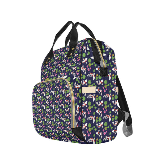 Koi Carp Pattern Design Themed Print Diaper Bag Backpack