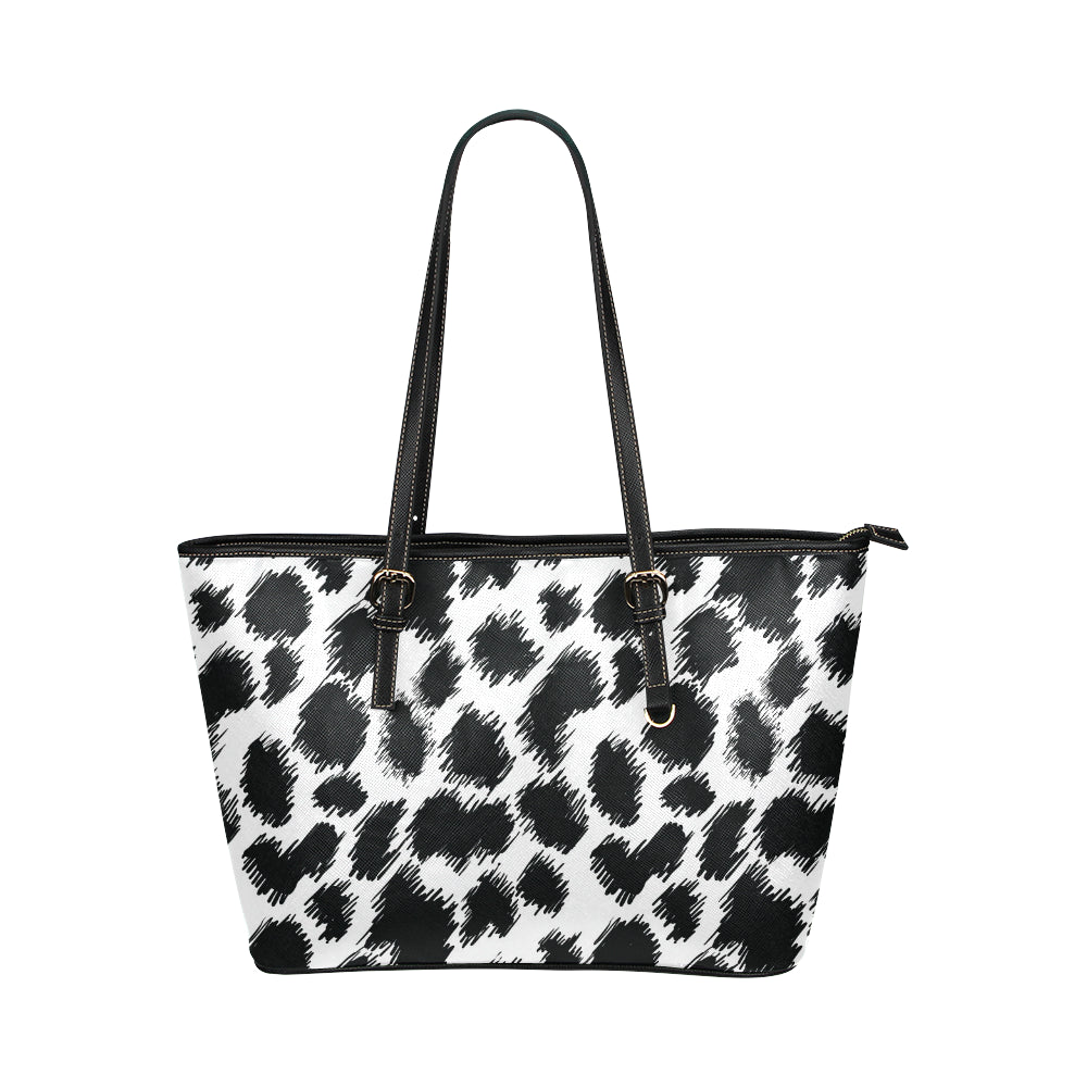Cheetah Black Print Pattern Leather Tote Bag