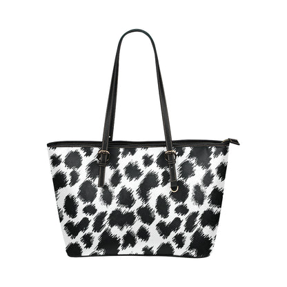 Cheetah Black Print Pattern Leather Tote Bag