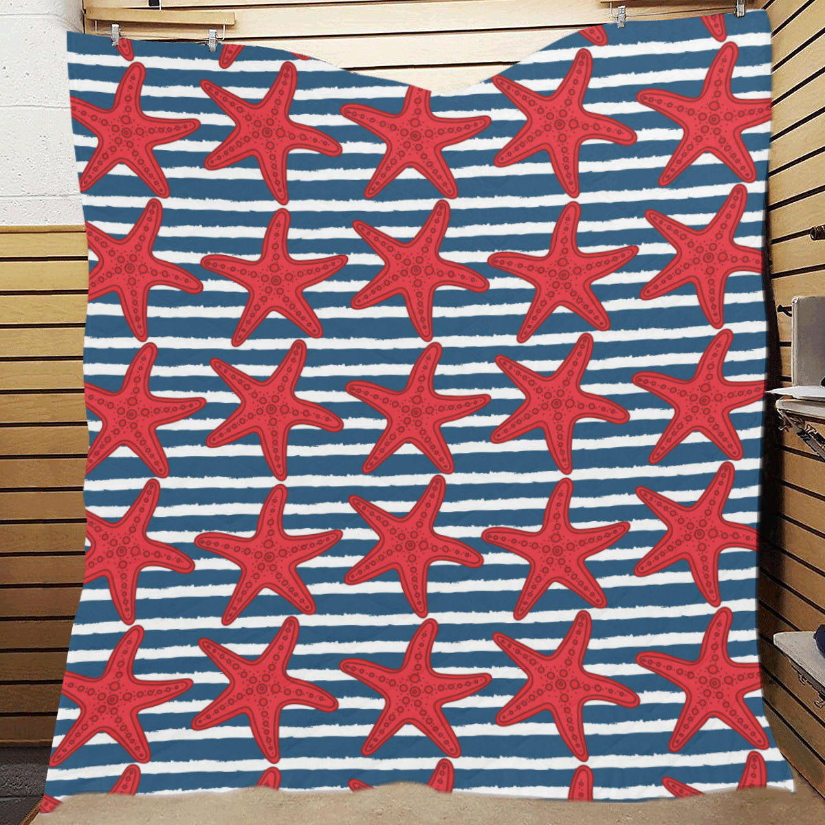 Starfish Red Pattern Print Design 02 Premium Quilt