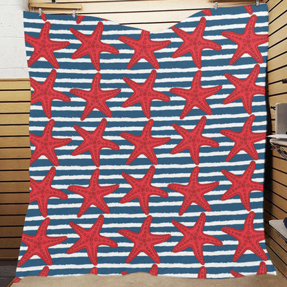 Starfish Red Pattern Print Design 02 Premium Quilt