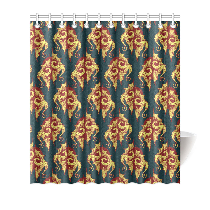 Dragons Gold Design Pattern Shower Curtain