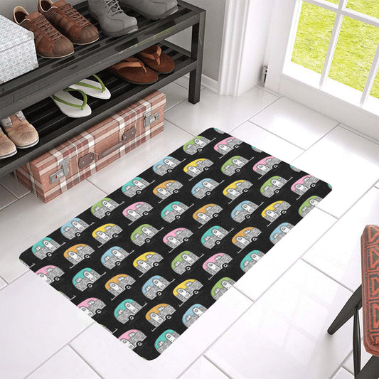 Camper Pattern Camping Themed No 2 Print Rubber Doormat