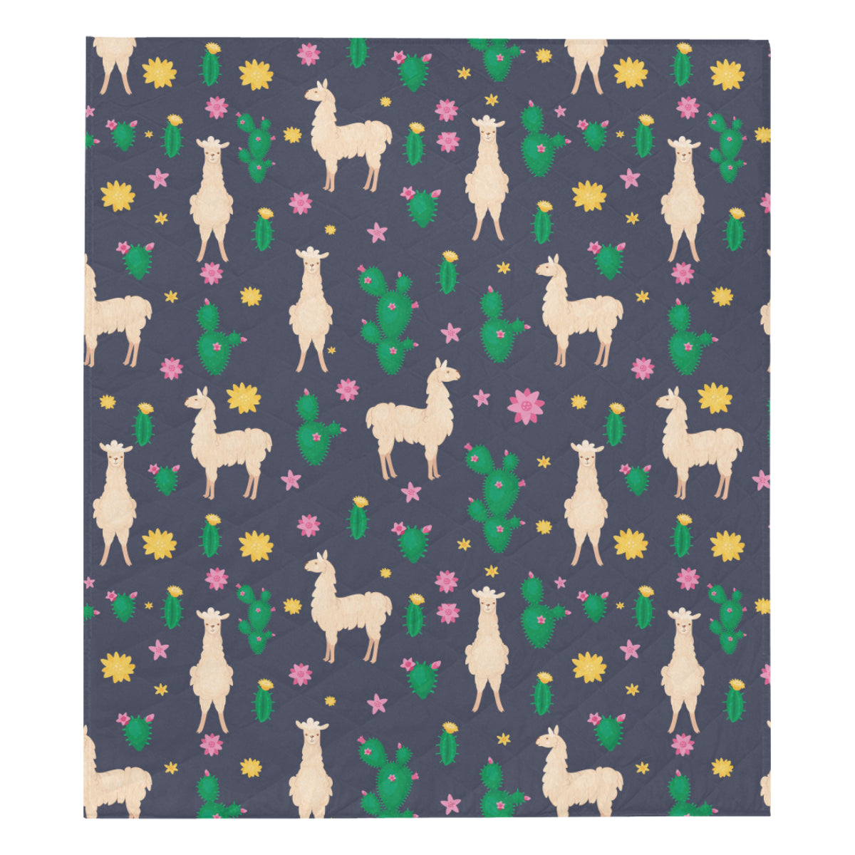 Llama Cactus Pattern Print Design 012 Premium Quilt
