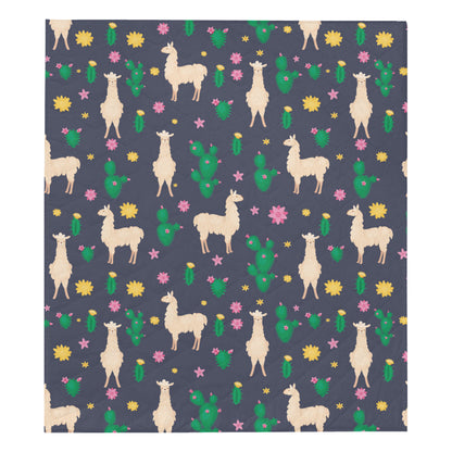 Llama Cactus Pattern Print Design 012 Premium Quilt