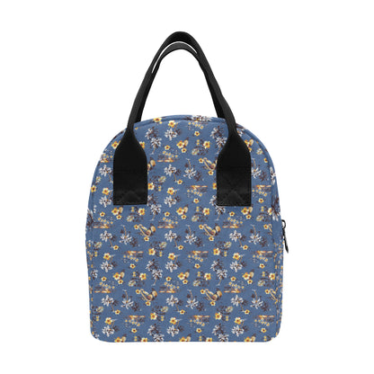 Hawaiian Flower Blue Print Insulated Lunch Bag