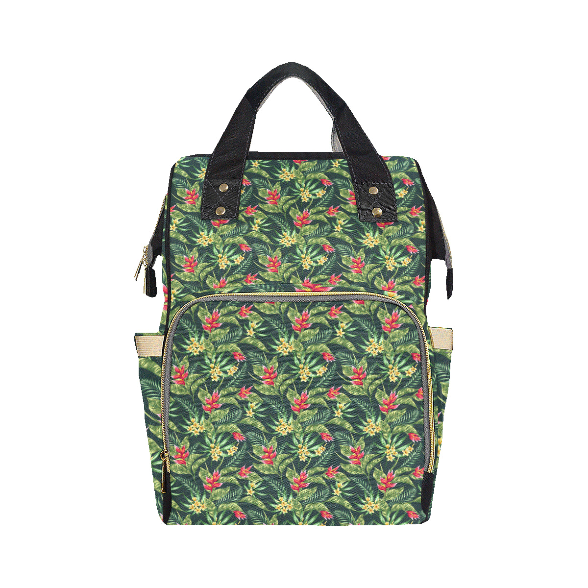 Tropical Folower Red Heliconia Print Diaper Bag Backpack