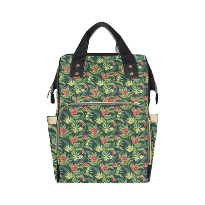 Tropical Folower Red Heliconia Print Diaper Bag Backpack