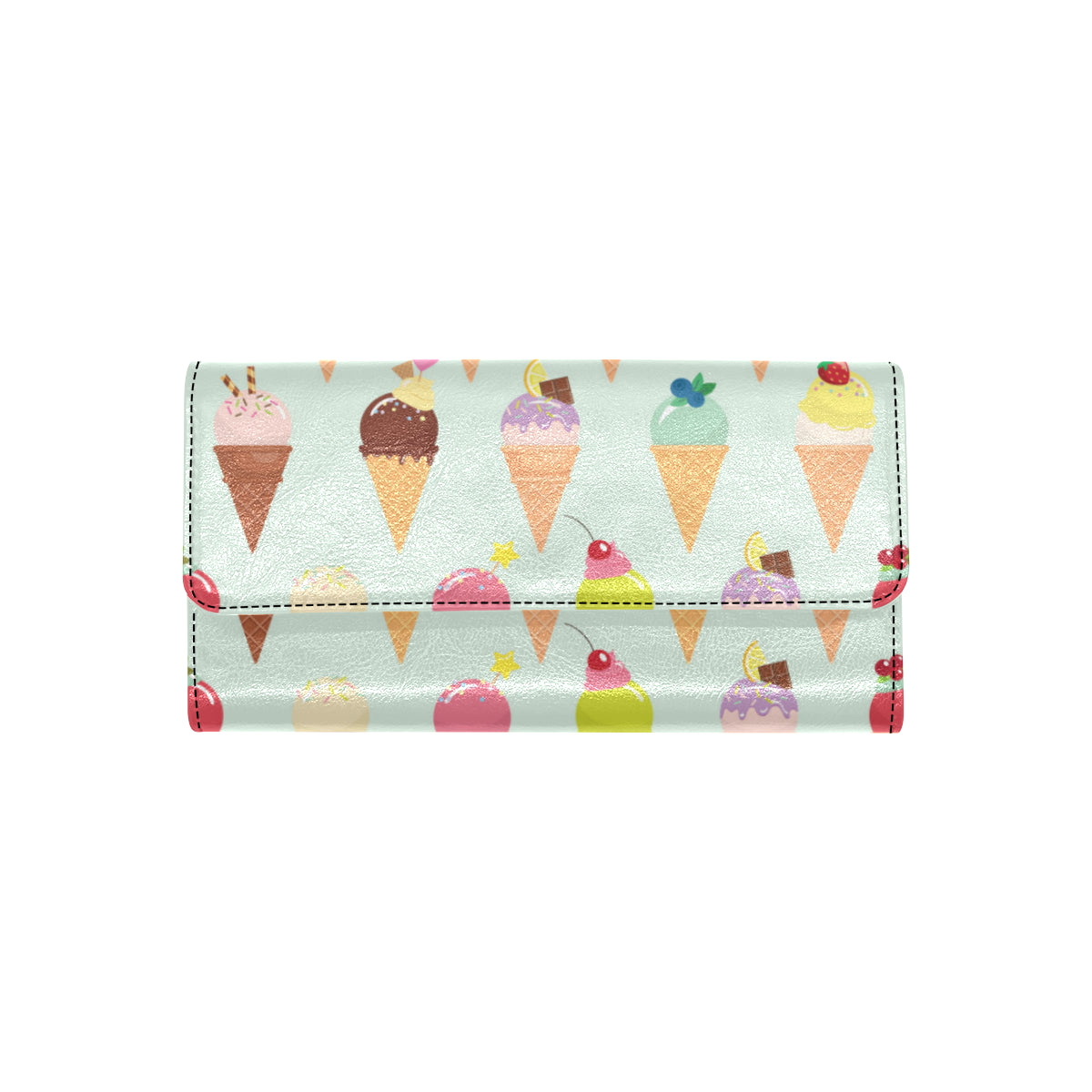 Ice Cream Pattern Print Design 03 Women's Trifold Wallet