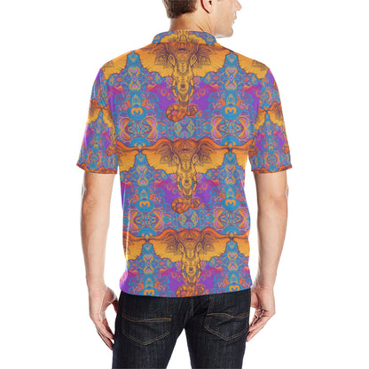 Gold Elephant Indian Men Polo Shirt