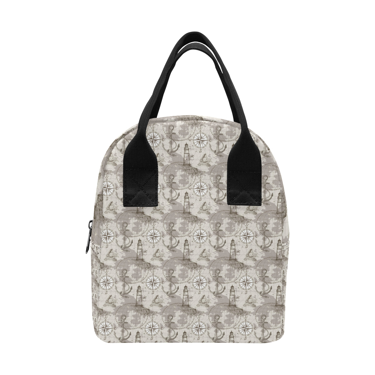 Nautical Map Design Themed Print Insulated Lunch Bag