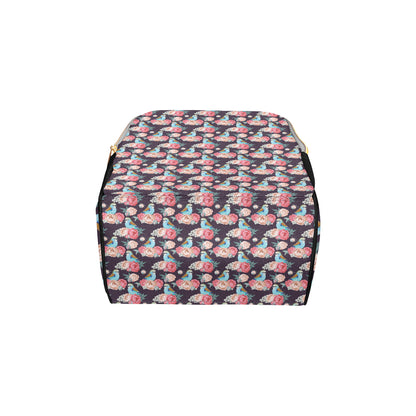 Bluebird Pattern Print Design 02 Diaper Bag Backpack