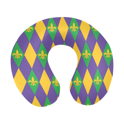 Mardi Gras Pattern Print Design 05 U-Shaped Travel Neck Pillow