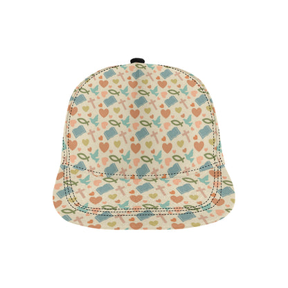 Christian Symbol Pattern Snapback Cap