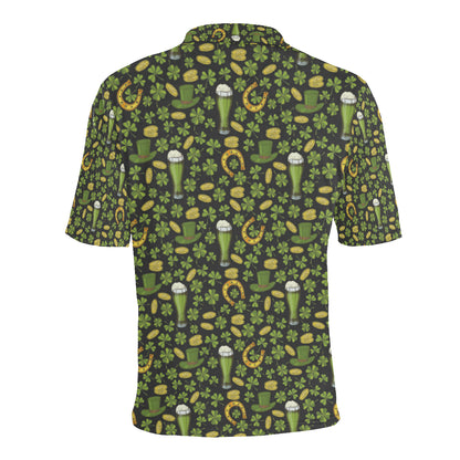 Clover St Patricks Pattern Print Design 03 Men Polo Shirt