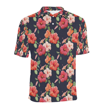 Tropical Flower Pattern Print Design TF020 Men Polo Shirt