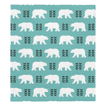 Polar Bear Pattern Print Design A05 Premium Quilt