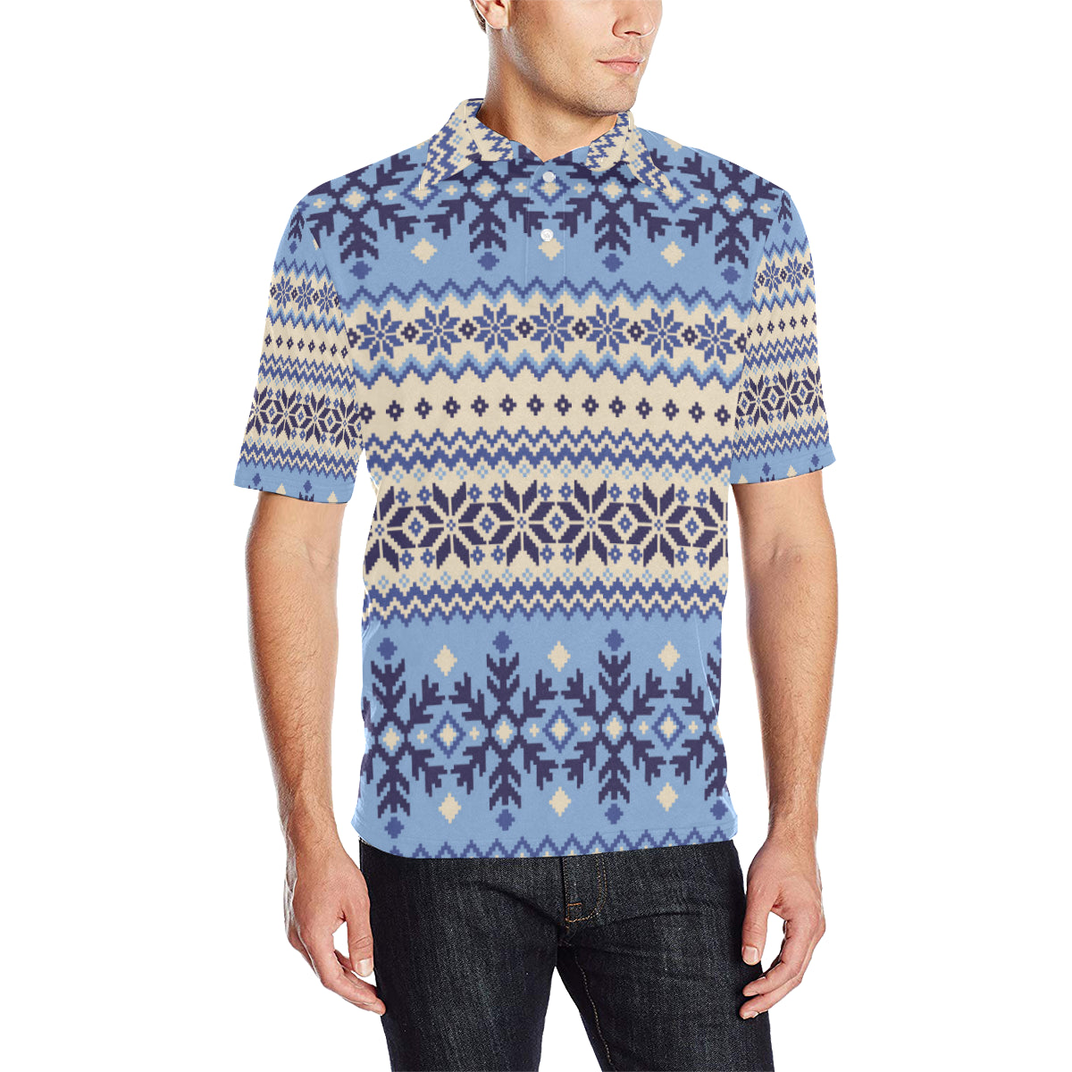 Nordic Pattern Print Design A03 Men Polo Shirt