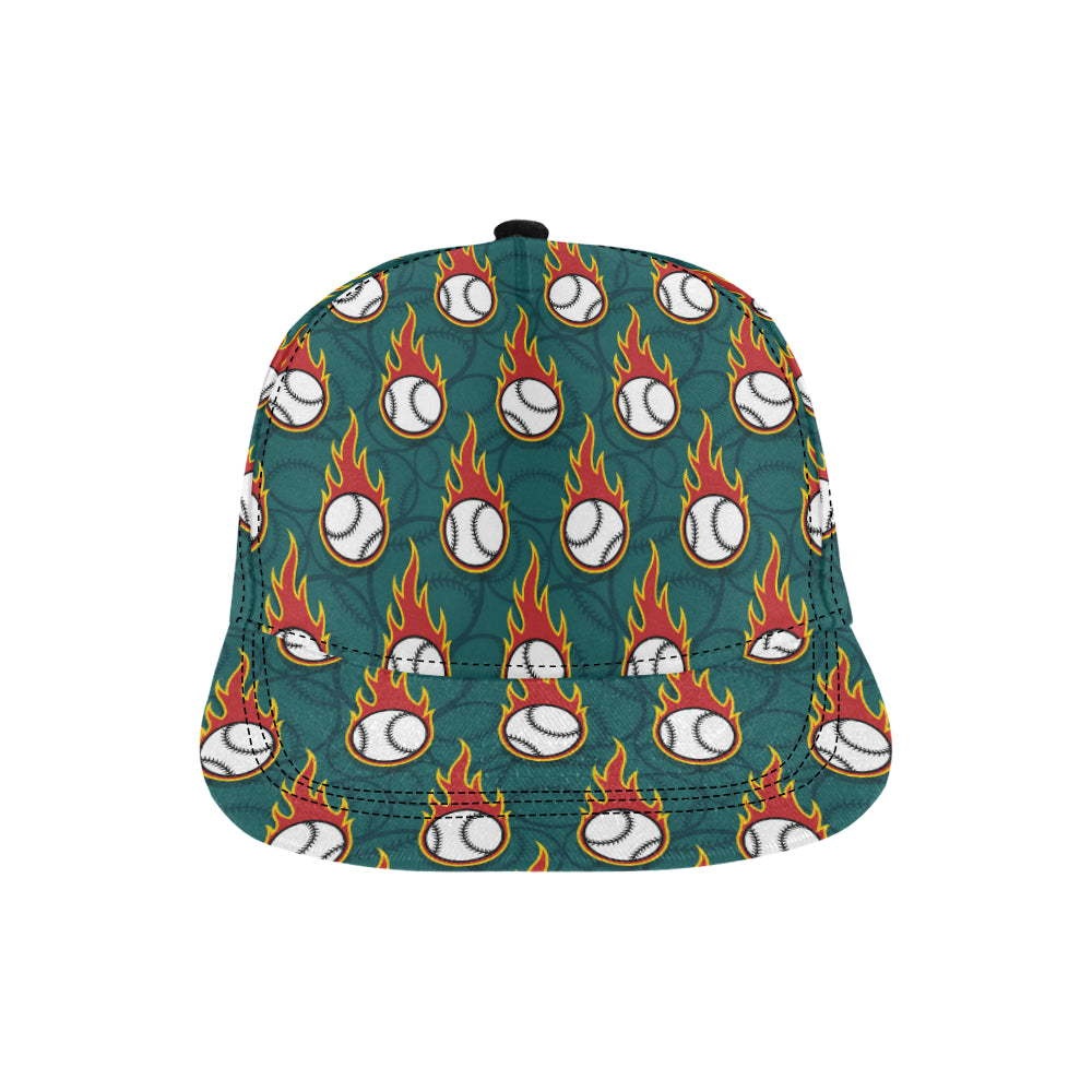 Baseball Fire Print Pattern Snapback Cap