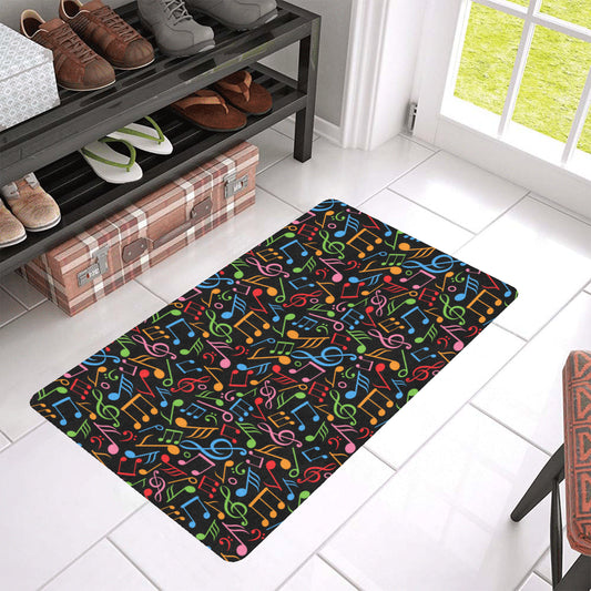 Music Note Colorful Themed Print Rubber Doormat