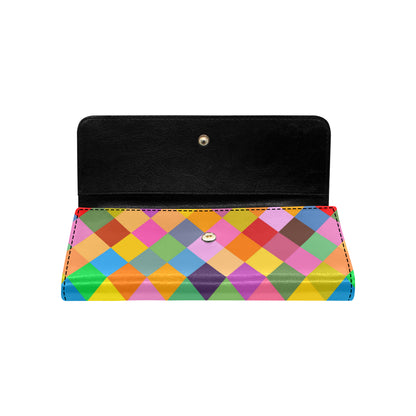 Harlequin Pattern Print Design 02 Women's Trifold Wallet