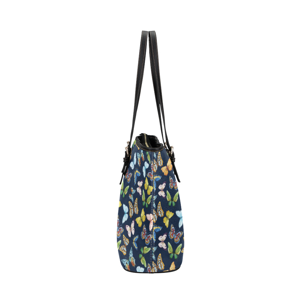 Butterfly Beautiful Print Pattern Leather Tote Bag
