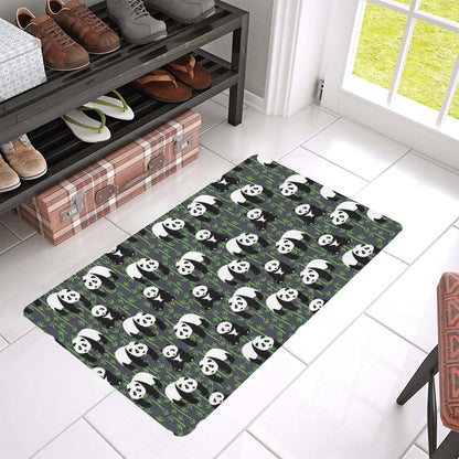 Panda Bear Bamboo Themed Print Rubber Doormat