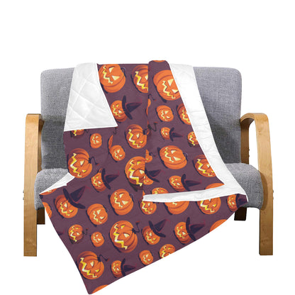 Halloween Pumpkin Pattern Print Design 03 Premium Quilt