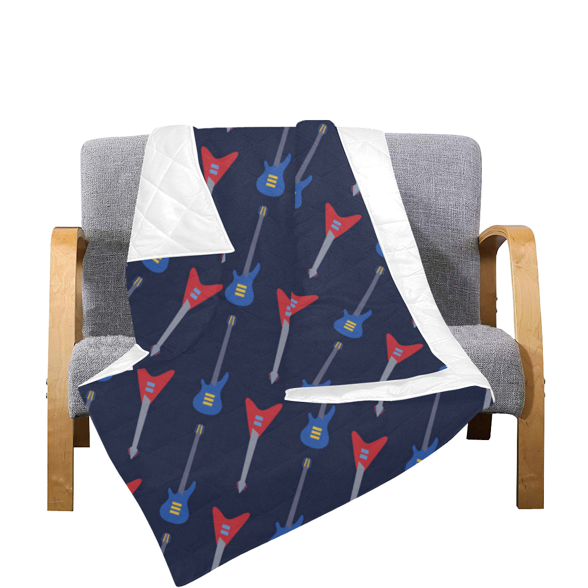 Electric Guitar Pattern Print Design 01 Premium Quilt