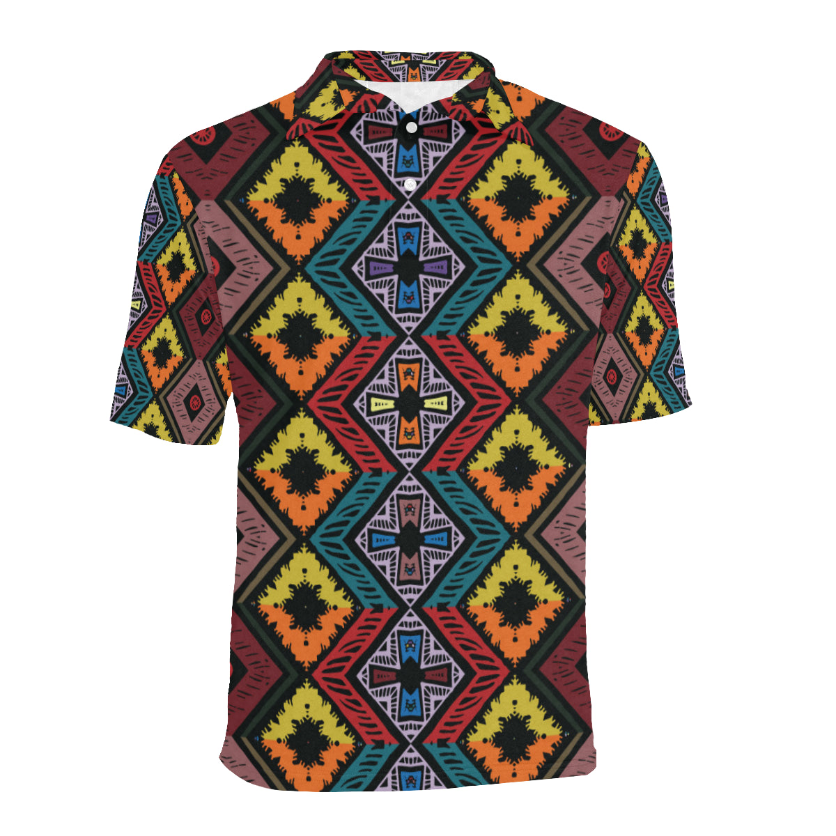 African Pattern Print Design 08 Men Polo Shirt