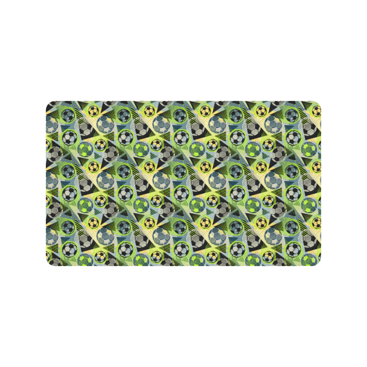 Soccer Ball Themed Print Pattern Rubber Doormat