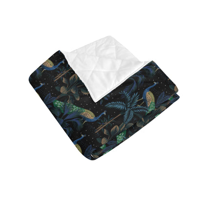 Rainforest Peacock Pattern Print Design A04 Premium Quilt