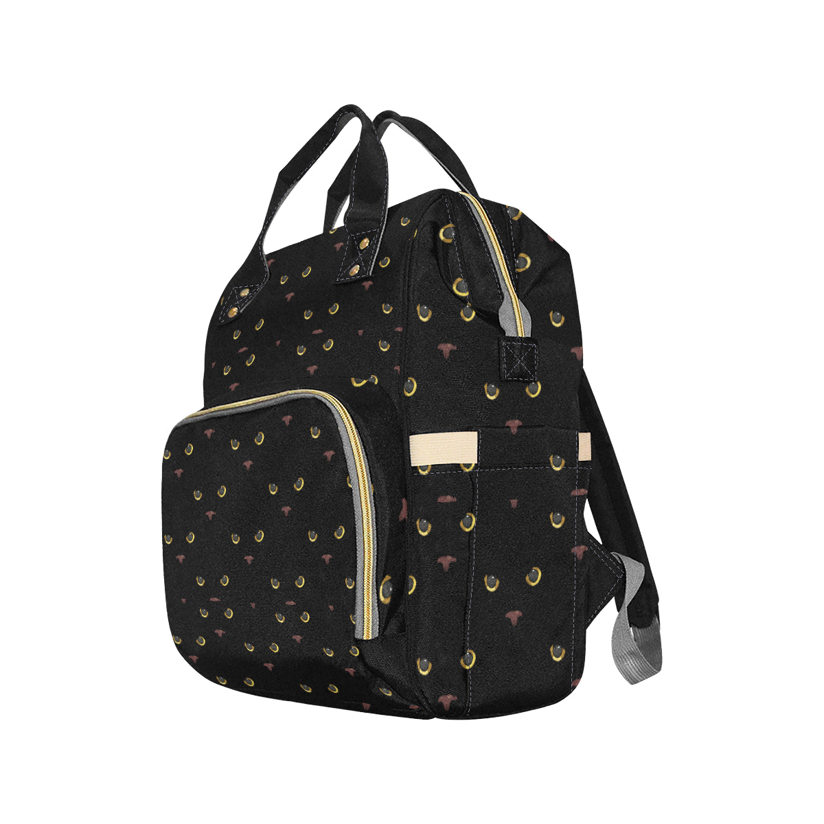 Black Cat Face Print Pattern Diaper Bag Backpack