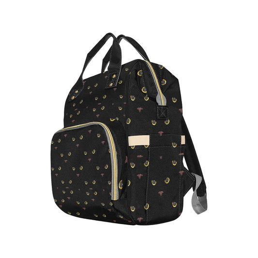 Black Cat Face Print Pattern Diaper Bag Backpack