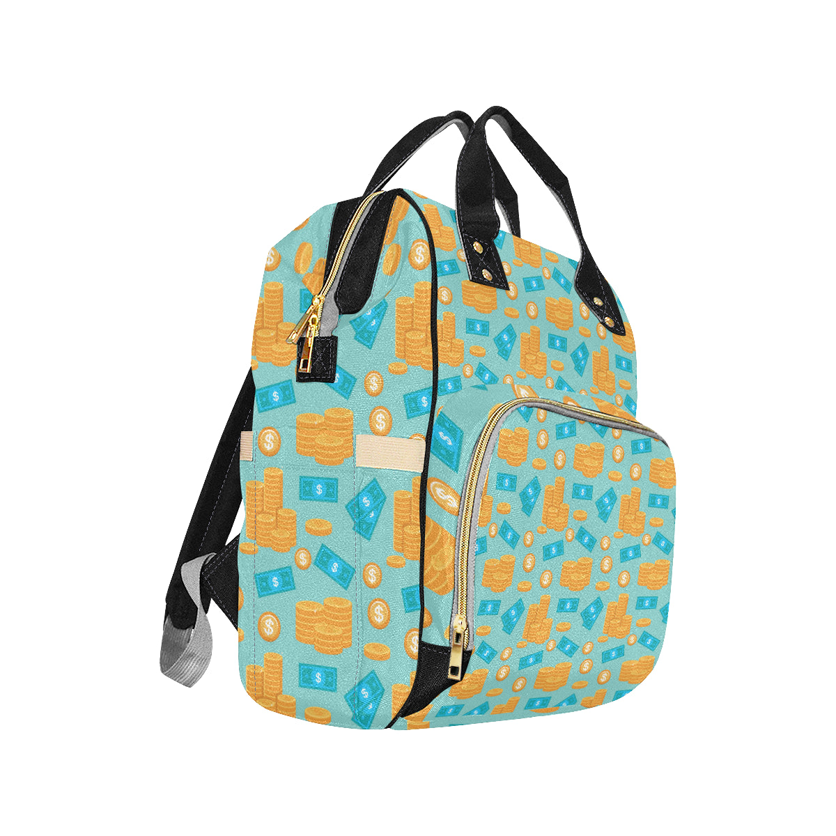 Money Pattern Print Design 03 Diaper Bag Backpack